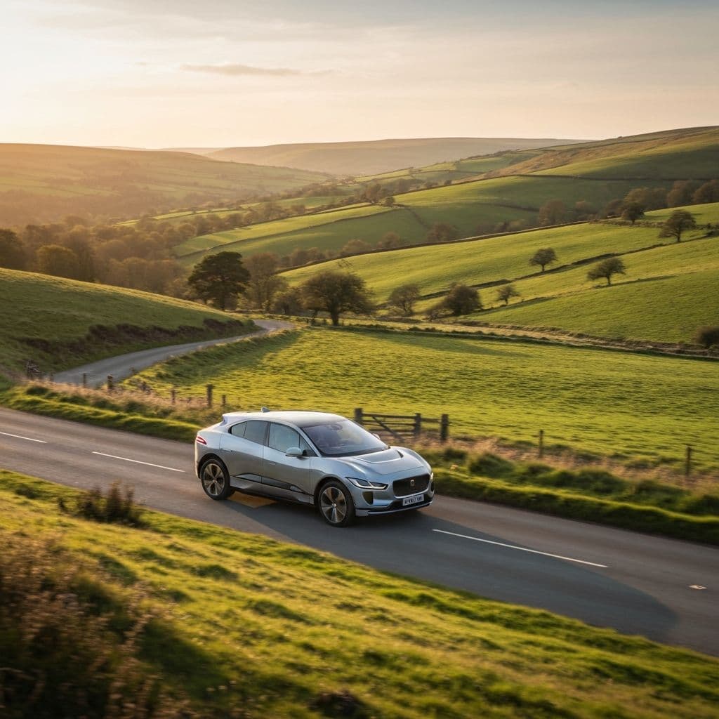 Electric SUV on a British countryside road