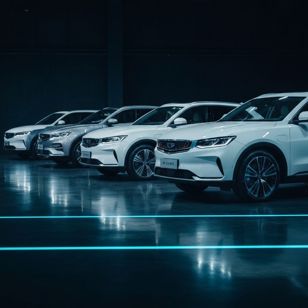 Multiple Chinese EV brands parked together